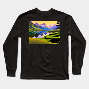 Psychedelic Mountain Landscape Long Sleeve T-Shirt